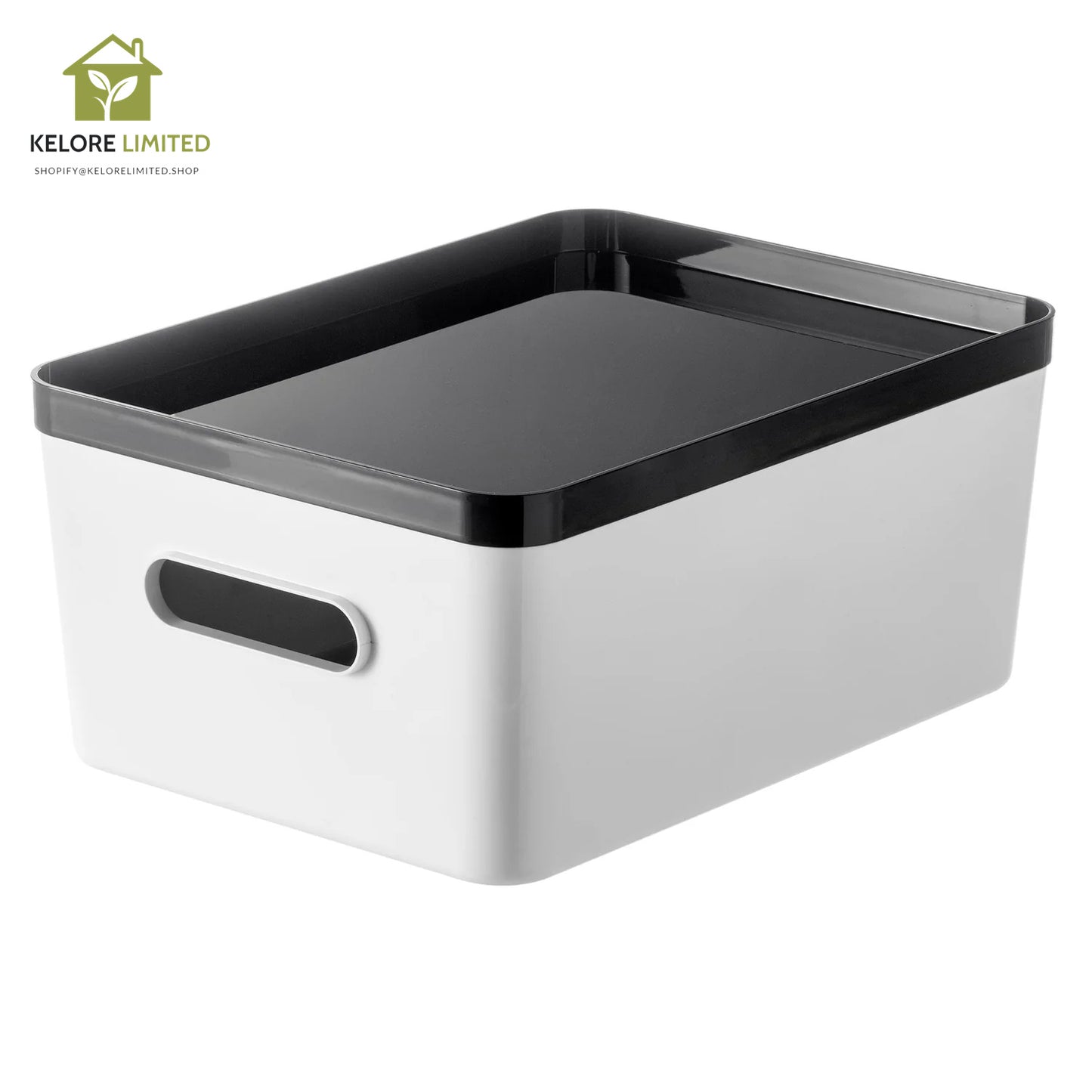 Large Stacking Lidded Storage Box White Grey